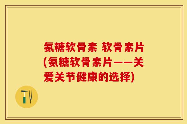 氨糖软骨素 软骨素片(氨糖软骨素片——关爱关节健康的选择)-第1张图片-关节保镖