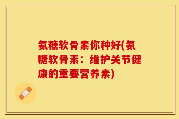 氨糖软骨素你种好(氨糖软骨素：维护关节健康的重要营养素)