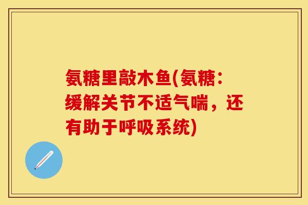 氨糖里敲木鱼(氨糖：缓解关节不适气喘，还有助于呼吸系统)