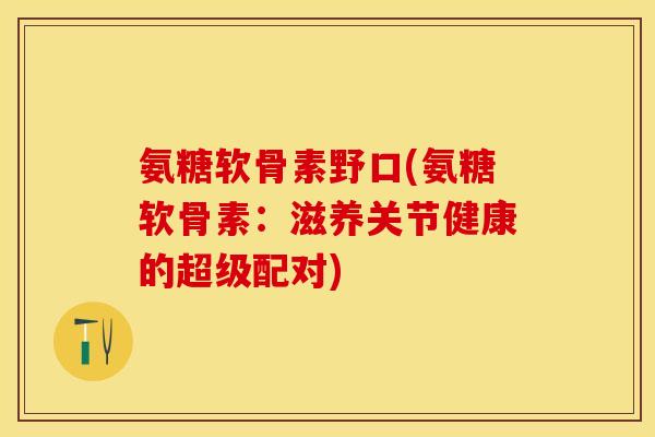 氨糖软骨素野口(氨糖软骨素：滋养关节健康的超级配对)