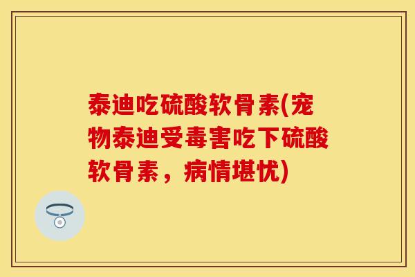 泰迪吃硫酸软骨素(宠物泰迪受毒害吃下硫酸软骨素，病情堪忧)