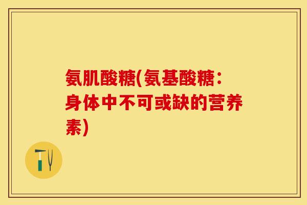 氨肌酸糖(氨基酸糖：身体中不可或缺的营养素)