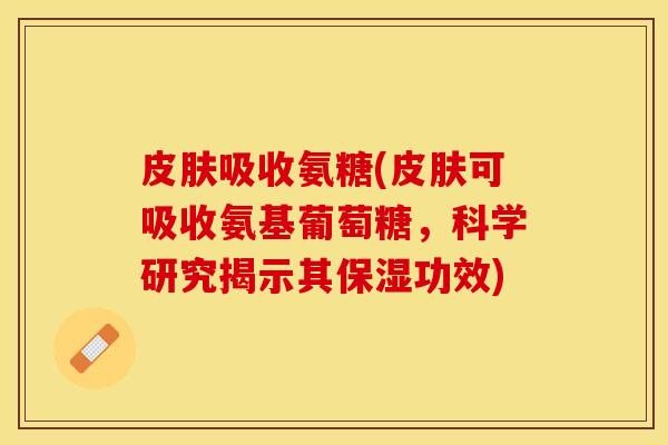 皮肤吸收氨糖(皮肤可吸收氨基葡萄糖，科学研究揭示其保湿功效)