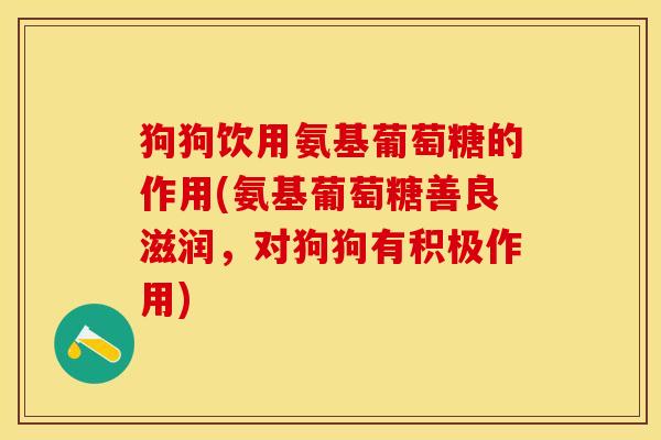 狗狗饮用氨基葡萄糖的作用(氨基葡萄糖善良滋润，对狗狗有积极作用)
