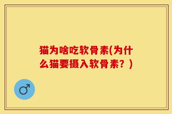 猫为啥吃软骨素(为什么猫要摄入软骨素？)