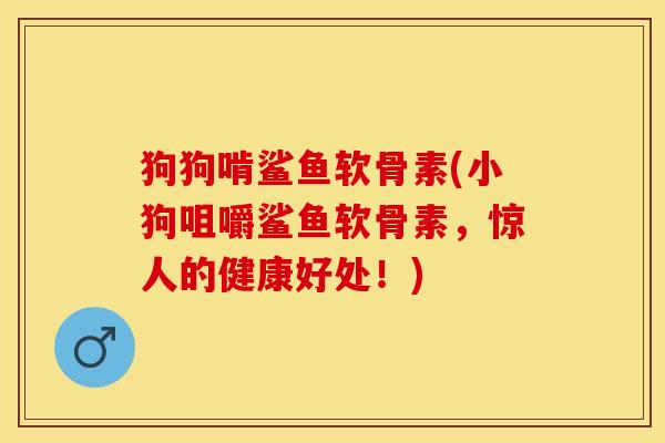 狗狗啃鲨鱼软骨素(小狗咀嚼鲨鱼软骨素，惊人的健康好处！)