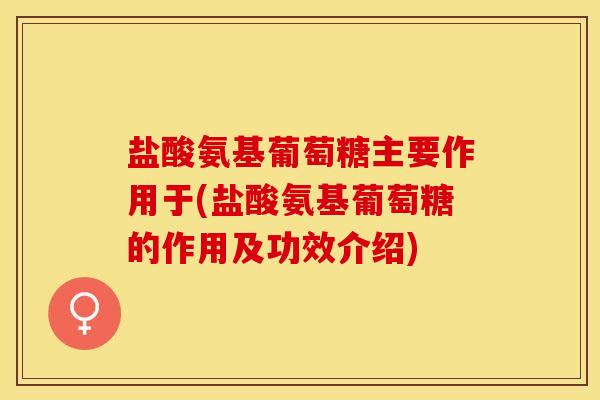 盐酸氨基葡萄糖主要作用于(盐酸氨基葡萄糖的作用及功效介绍)