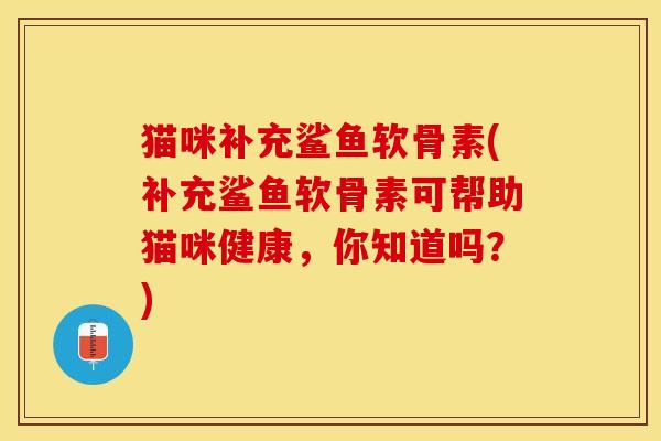 猫咪补充鲨鱼软骨素(补充鲨鱼软骨素可帮助猫咪健康，你知道吗？)