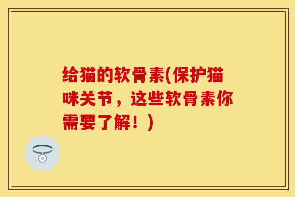 给猫的软骨素(保护猫咪关节，这些软骨素你需要了解！)