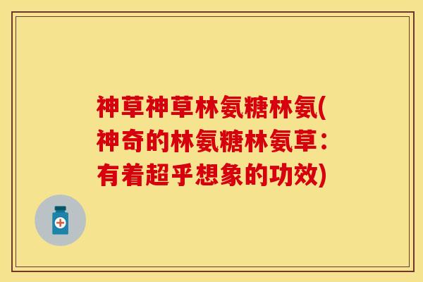 神草神草林氨糖林氨(神奇的林氨糖林氨草：有着超乎想象的功效)