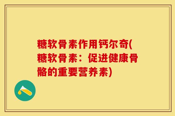 糖软骨素作用钙尔奇(糖软骨素：促进健康骨骼的重要营养素)