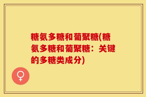 糖氨多糖和葡聚糖(糖氨多糖和葡聚糖：关键的多糖类成分)