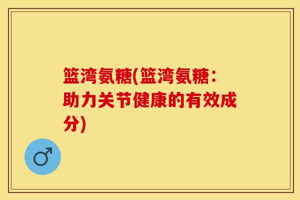 篮湾氨糖(篮湾氨糖：助力关节健康的有效成分)