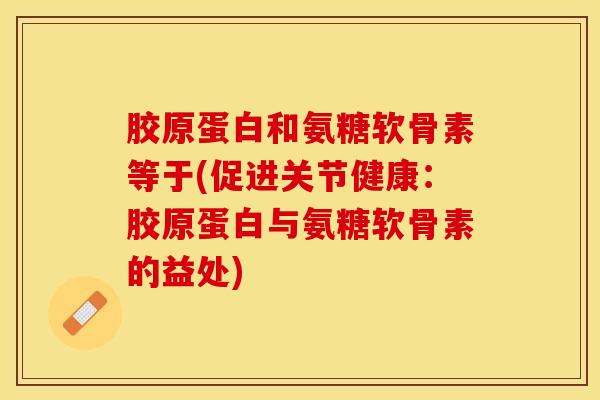 胶原蛋白和氨糖软骨素等于(促进关节健康：胶原蛋白与氨糖软骨素的益处)