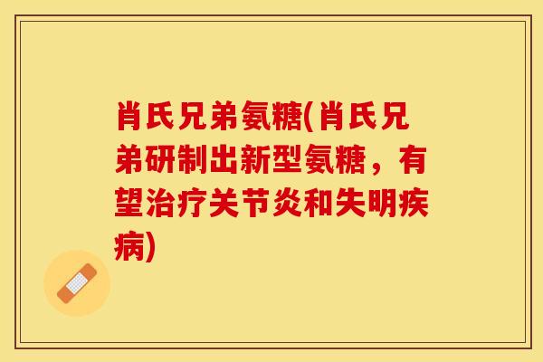 肖氏兄弟氨糖(肖氏兄弟研制出新型氨糖，有望治疗关节炎和失明疾病)