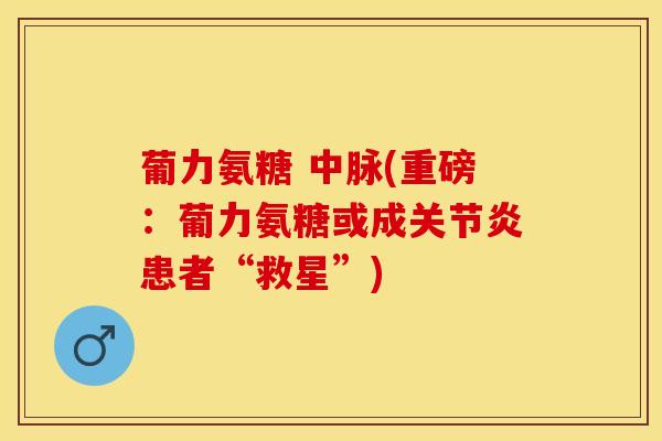 葡力氨糖 中脉(重磅：葡力氨糖或成关节炎患者“救星”)