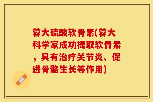 蓉大硫酸软骨素(蓉大科学家成功提取软骨素，具有治疗关节炎、促进骨骼生长等作用)