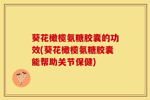 葵花橄榄氨糖胶囊的功效(葵花橄榄氨糖胶囊能帮助关节保健)