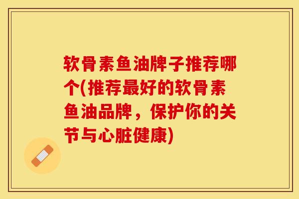 软骨素鱼油牌子推荐哪个(推荐最好的软骨素鱼油品牌，保护你的关节与心脏健康)-第1张图片-关节保镖