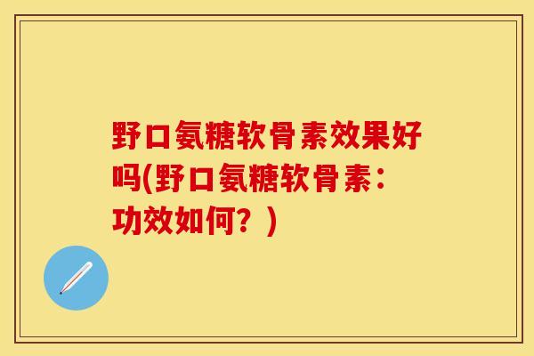野口氨糖软骨素效果好吗(野口氨糖软骨素：功效如何？)