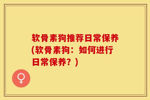 软骨素狗推荐日常保养(软骨素狗：如何进行日常保养？)