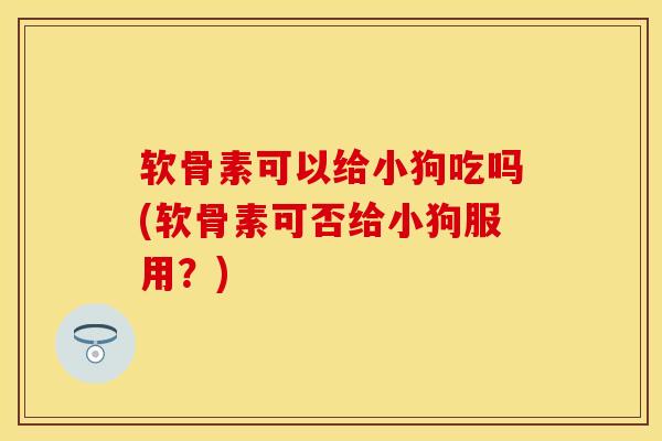 软骨素可以给小狗吃吗(软骨素可否给小狗服用？)