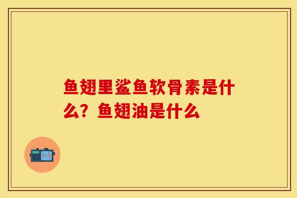 鱼翅里鲨鱼软骨素是什么？鱼翅油是什么