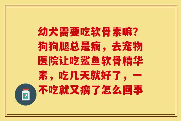 幼犬需要吃软骨素嘛？狗狗腿总是瘸，去宠物医院让吃鲨鱼软骨精华素，吃几天就好了，一不吃就又瘸了怎么回事