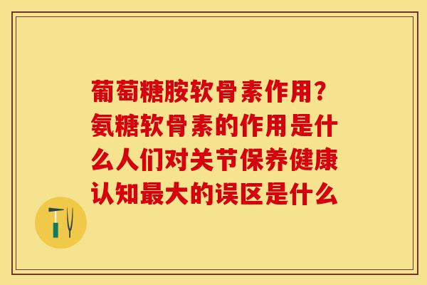 葡萄糖胺软骨素作用？氨糖软骨素的作用是什么人们对关节保养健康认知最大的误区是什么
