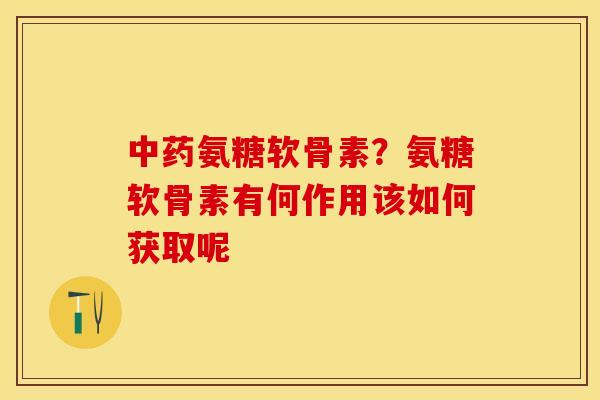 中药氨糖软骨素？氨糖软骨素有何作用该如何获取呢