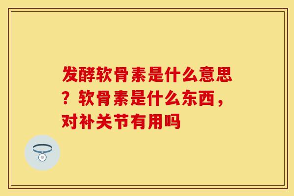发酵软骨素是什么意思？软骨素是什么东西，对补关节有用吗
