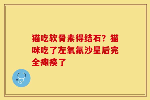 猫吃软骨素得结石？猫咪吃了左氧氟沙星后完全瘫痪了