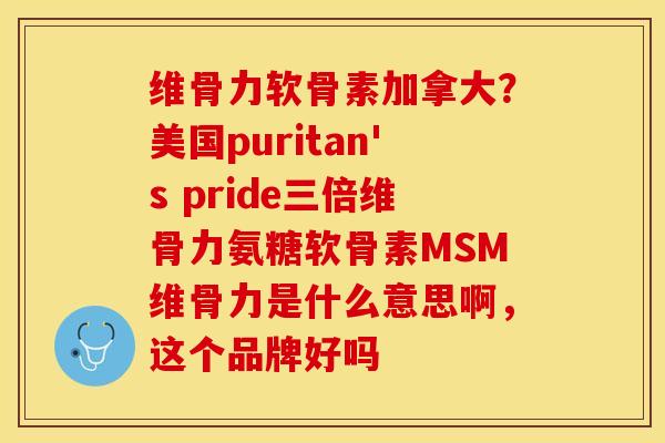 维骨力软骨素加拿大？美国puritan's pride三倍维骨力氨糖软骨素MSM维骨力是什么意思啊，这个品牌好吗