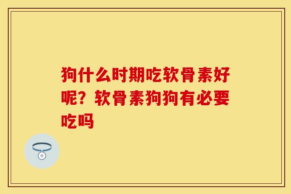 狗什么时期吃软骨素好呢？软骨素狗狗有必要吃吗