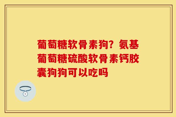 葡萄糖软骨素狗？氨基葡萄糖硫酸软骨素钙胶囊狗狗可以吃吗
