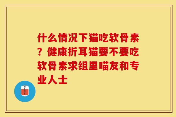 什么情况下猫吃软骨素？健康折耳猫要不要吃软骨素求组里喵友和专业人士