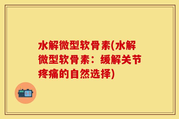 水解微型软骨素(水解微型软骨素：缓解关节疼痛的自然选择)
