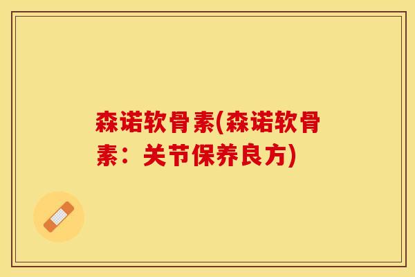 森诺软骨素(森诺软骨素：关节保养良方)