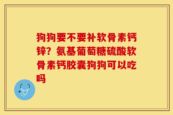 狗狗要不要补软骨素钙锌？氨基葡萄糖硫酸软骨素钙胶囊狗狗可以吃吗