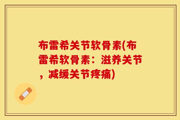 布雷希关节软骨素(布雷希软骨素：滋养关节，减缓关节疼痛)