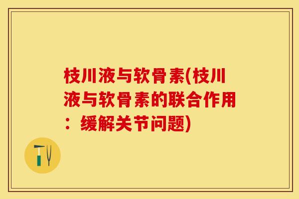 枝川液与软骨素(枝川液与软骨素的联合作用：缓解关节问题)
