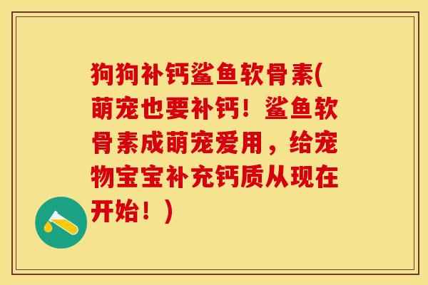 狗狗补钙鲨鱼软骨素(萌宠也要补钙！鲨鱼软骨素成萌宠爱用，给宠物宝宝补充钙质从现在开始！)