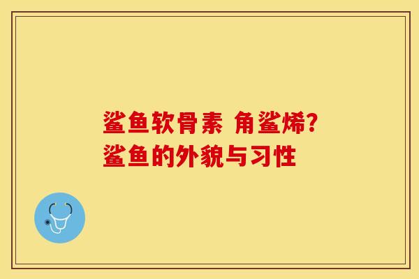 鲨鱼软骨素 角鲨烯？鲨鱼的外貌与习性