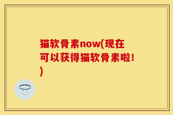 猫软骨素now(现在可以获得猫软骨素啦！)