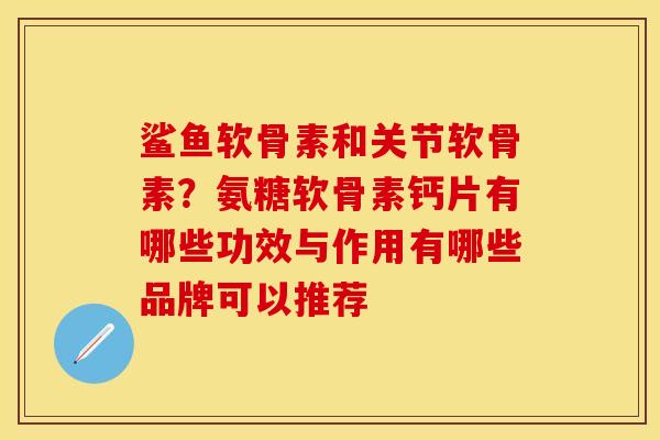 鲨鱼软骨素和关节软骨素？氨糖软骨素钙片有哪些功效与作用有哪些品牌可以推荐