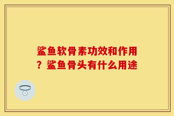 鲨鱼软骨素功效和作用？鲨鱼骨头有什么用途