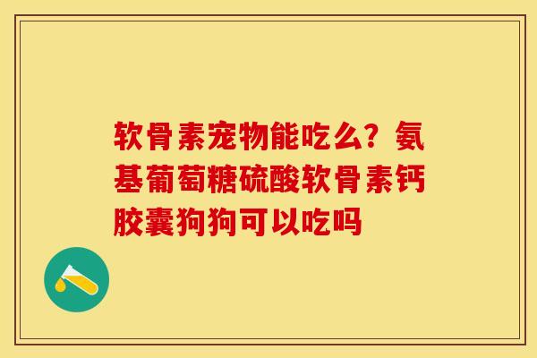 软骨素宠物能吃么？氨基葡萄糖硫酸软骨素钙胶囊狗狗可以吃吗