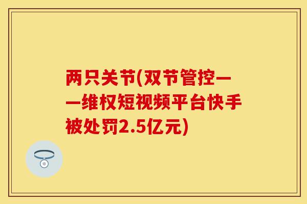 两只关节(双节管控——维权短视频平台快手被处罚2.5亿元)