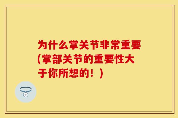 为什么掌关节非常重要(掌部关节的重要性大于你所想的！)