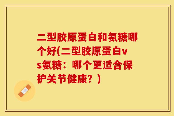 二型胶原蛋白和氨糖哪个好(二型胶原蛋白vs氨糖：哪个更适合保护关节健康？)